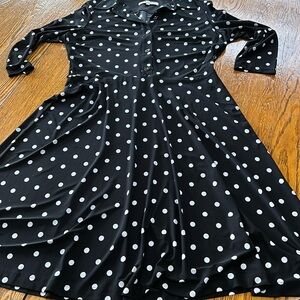 Evan Picone black and white dotted circle skirt shirt dress.Long sleeve, Size 14